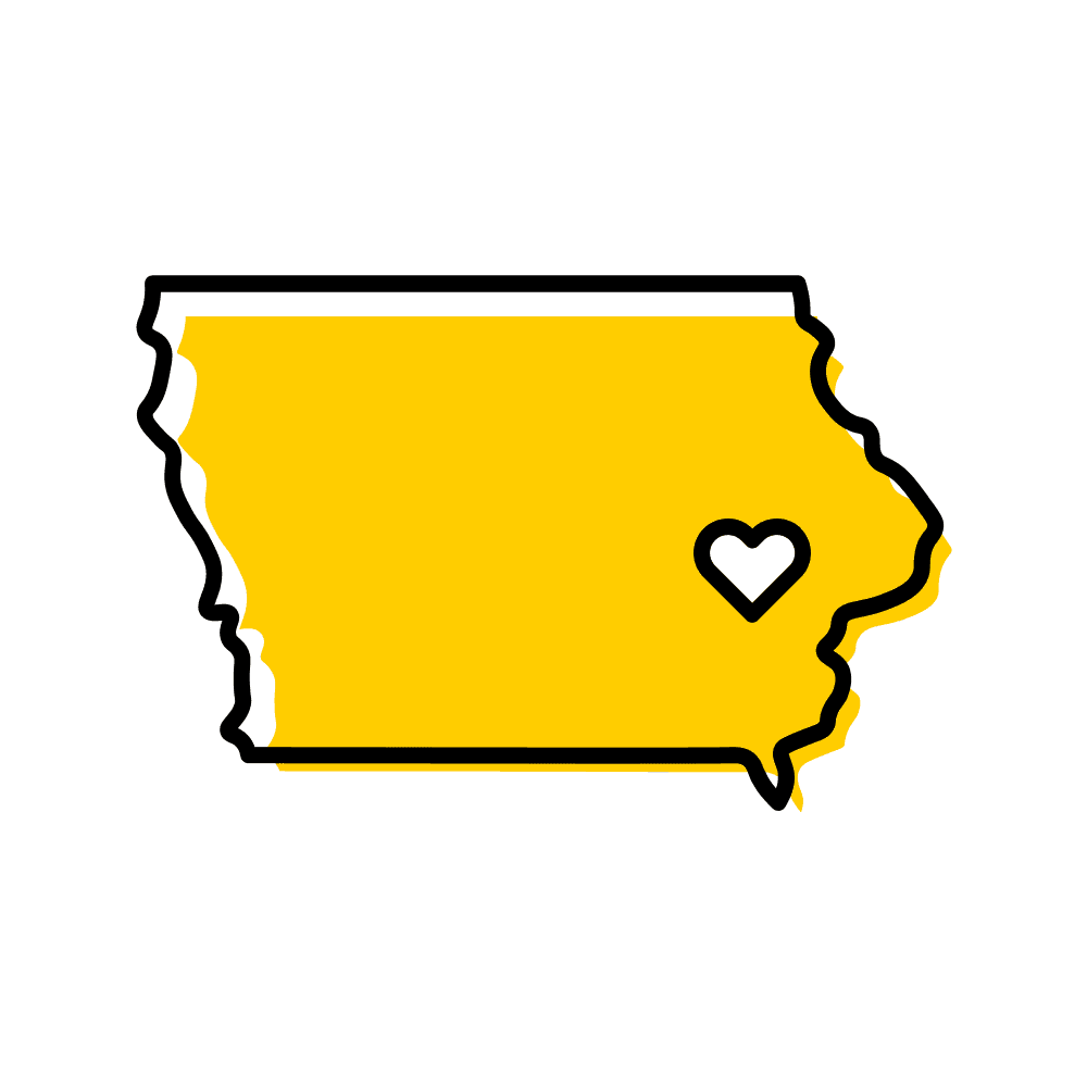 State of Iowa with heart