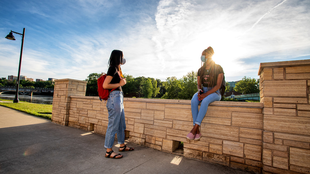 Students on campus in PPE